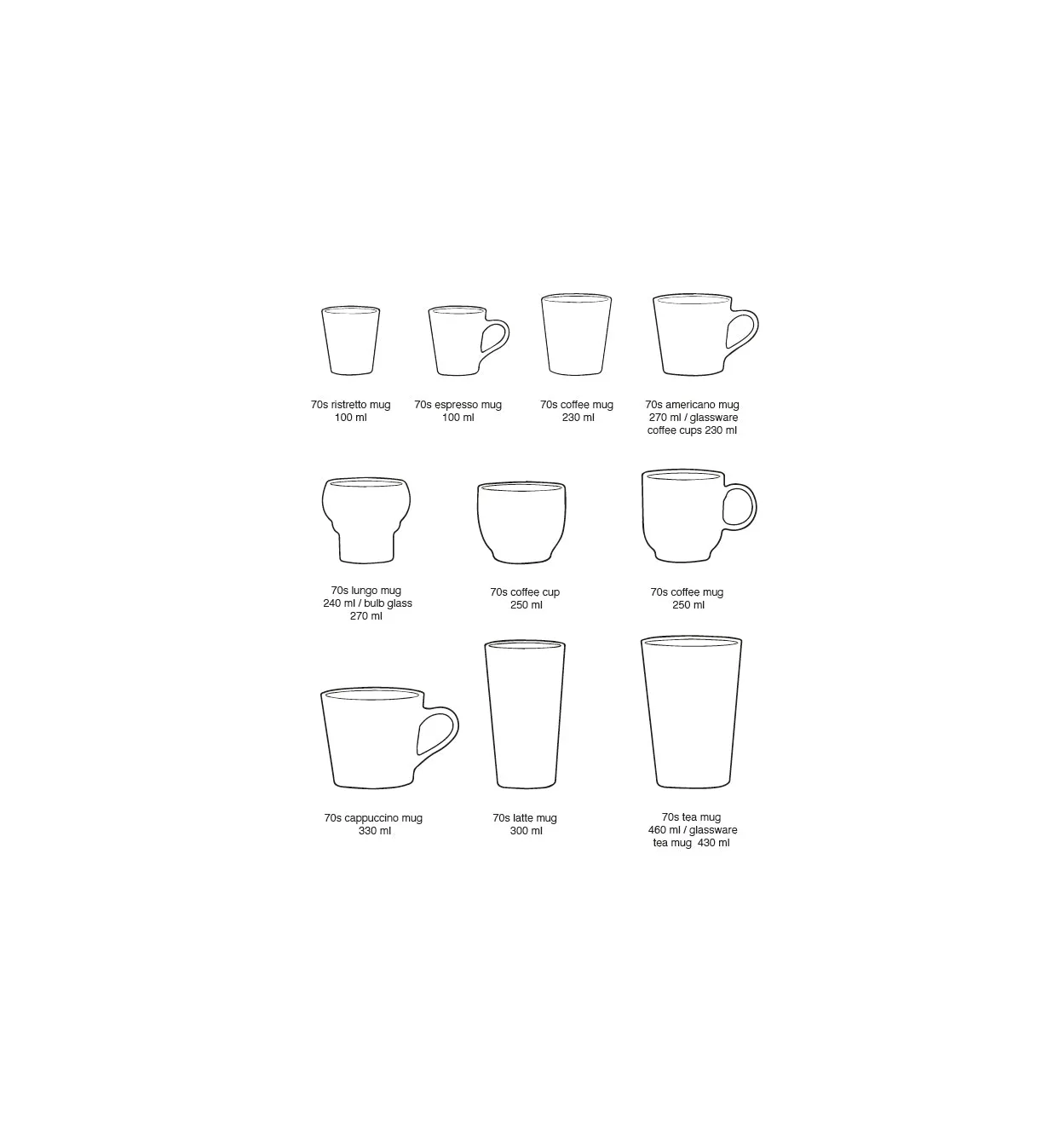 70s Ceramics: Coffee Mugs Valley (Set of 6)