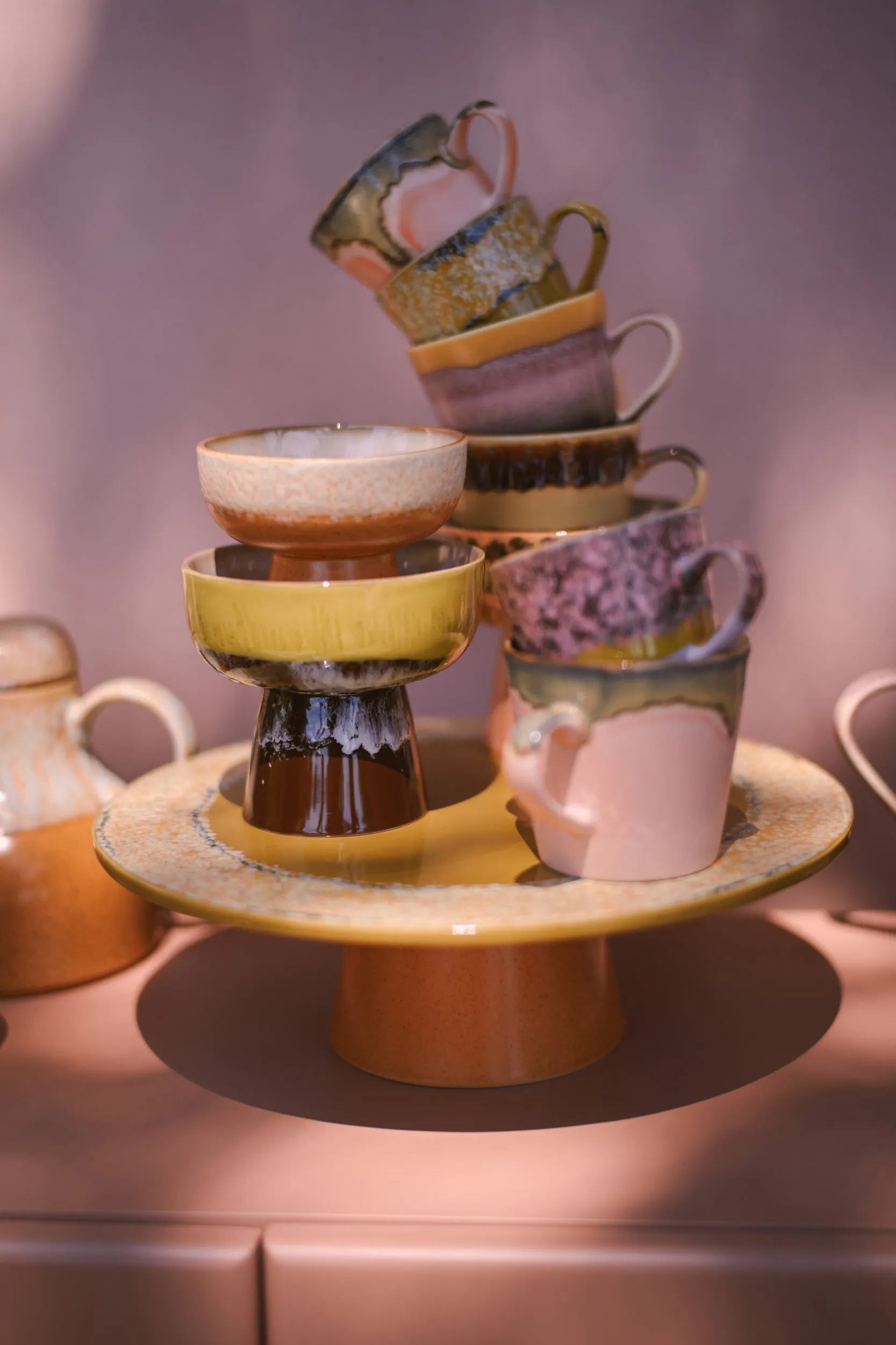 70s Ceramics: Tapas Bowl on Base Small Dunes