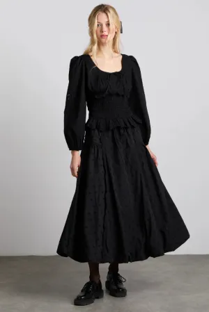 Agatha Embroidered Midi Skirt - Black