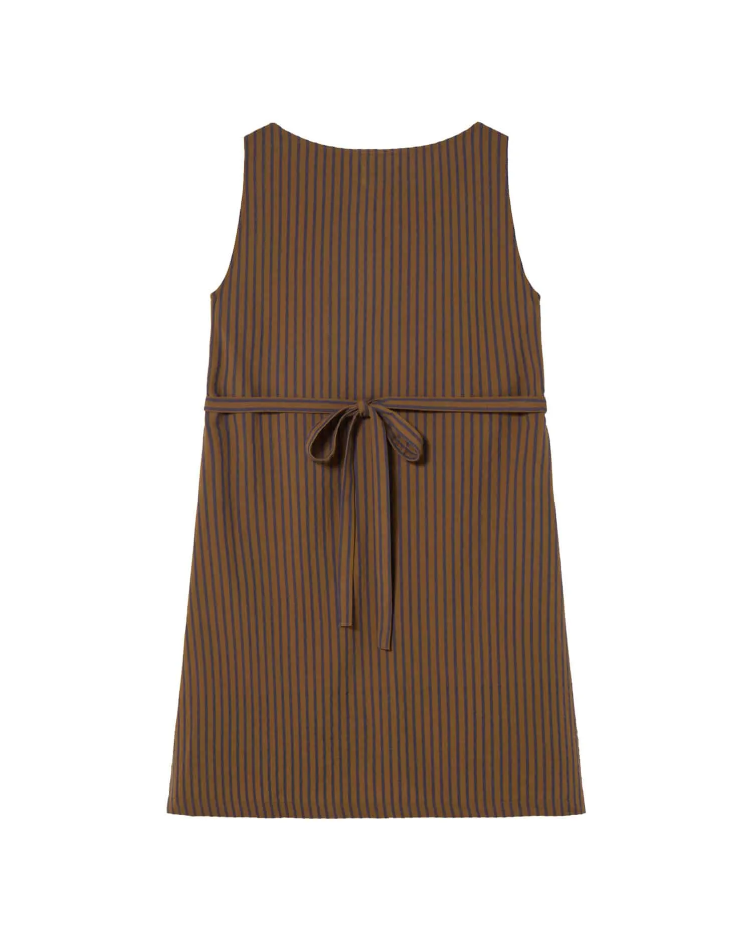 Brown Striped Bow Cecile Dress