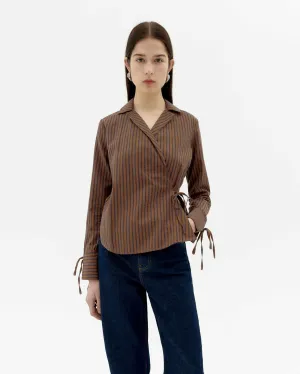 Brown Stripes Crossed Lenie Blouse