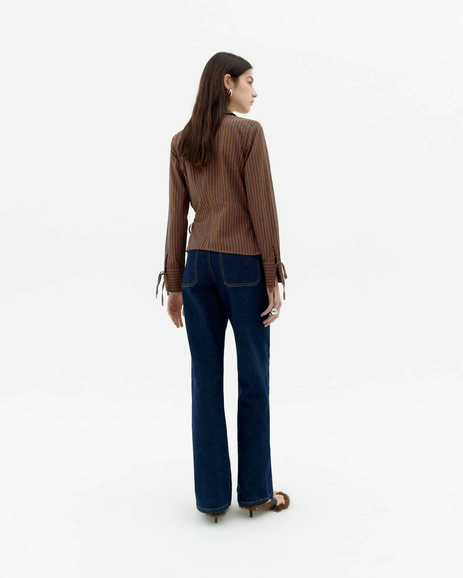 Brown Stripes Crossed Lenie Blouse