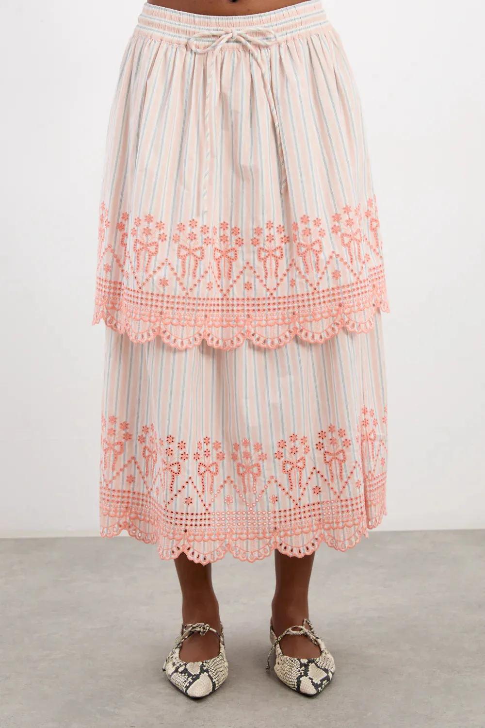 Cosette Skirt - Apricot Business Stripe