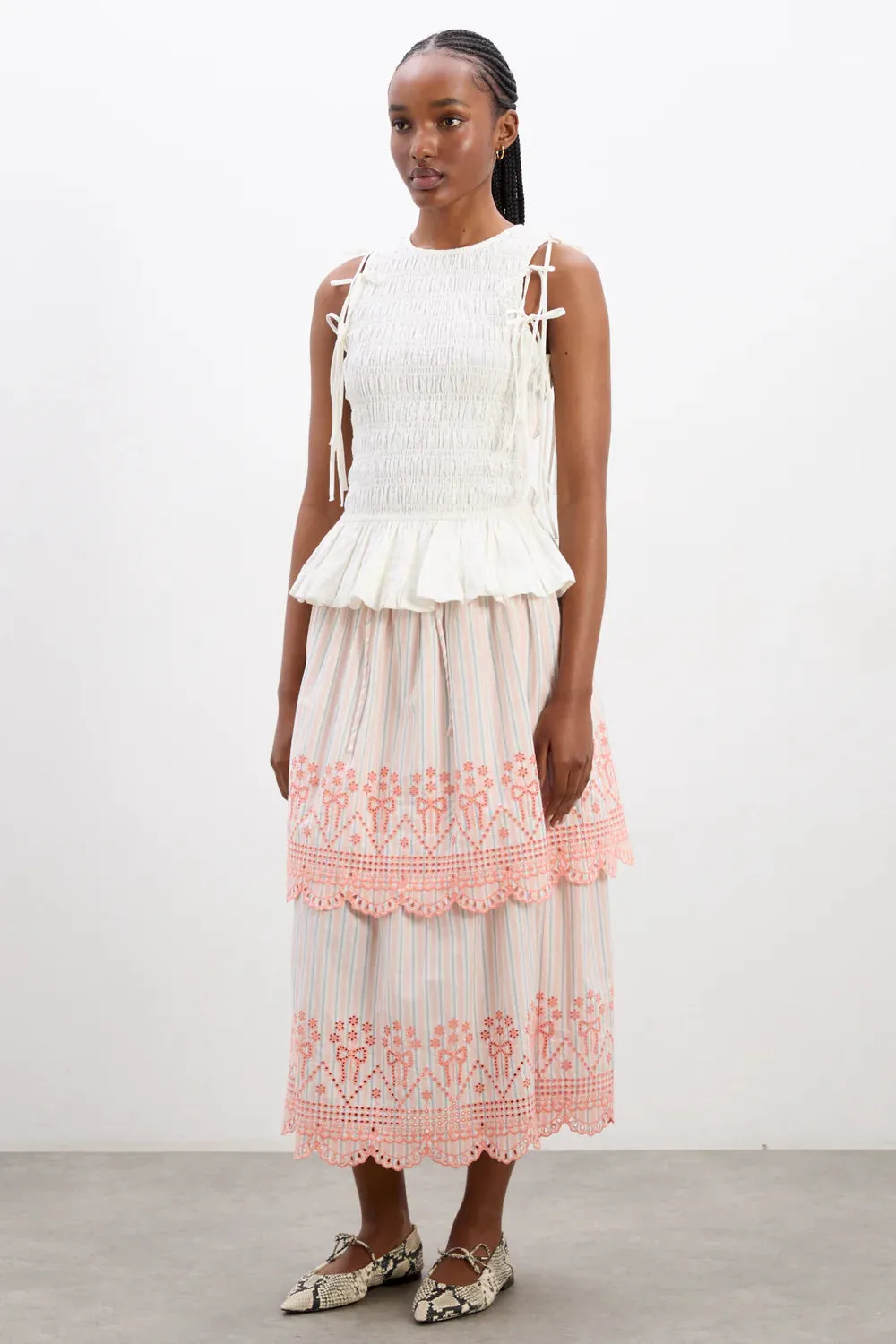 Cosette Skirt - Apricot Business Stripe