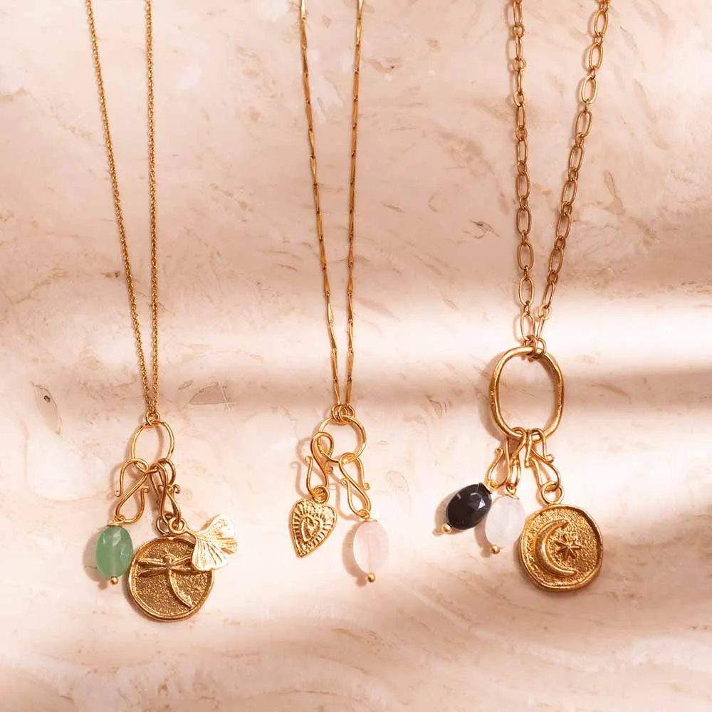 Dragonfly Vintage Coin Charm Gold Plated