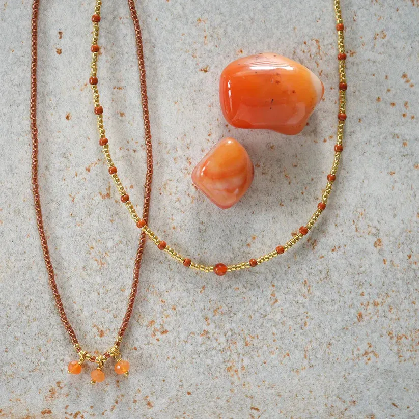 Empathy Carnelian Necklace Gold Coloured