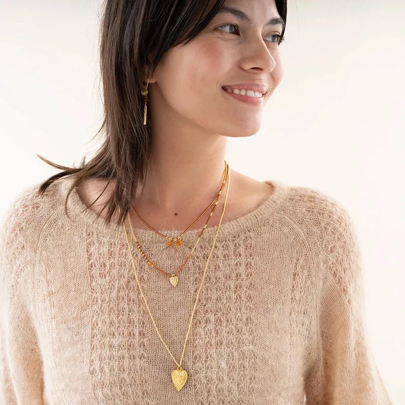 Empathy Carnelian Necklace Gold Coloured