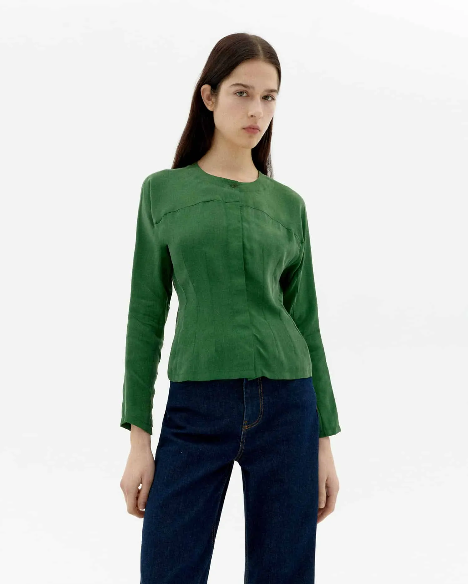 Green Dill Cupro Briana Blouse