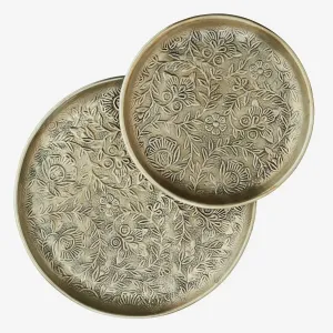 Hand Hammered Aluminium Tray - Antique Brass Small
