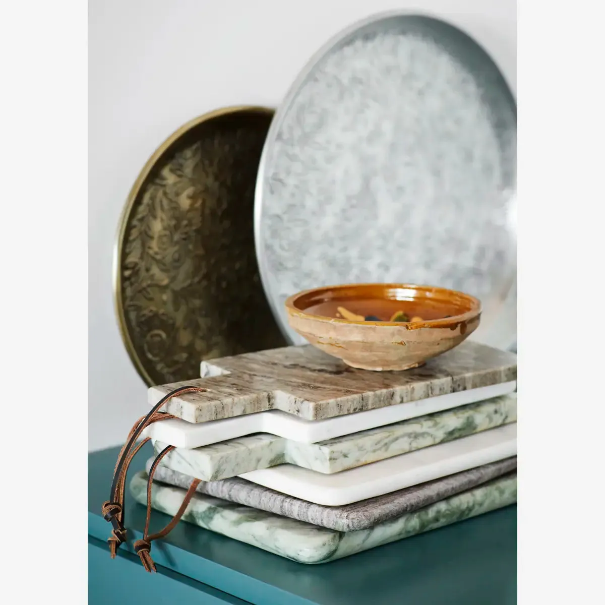 Hand Hammered Aluminium Tray - Antique Brass Small