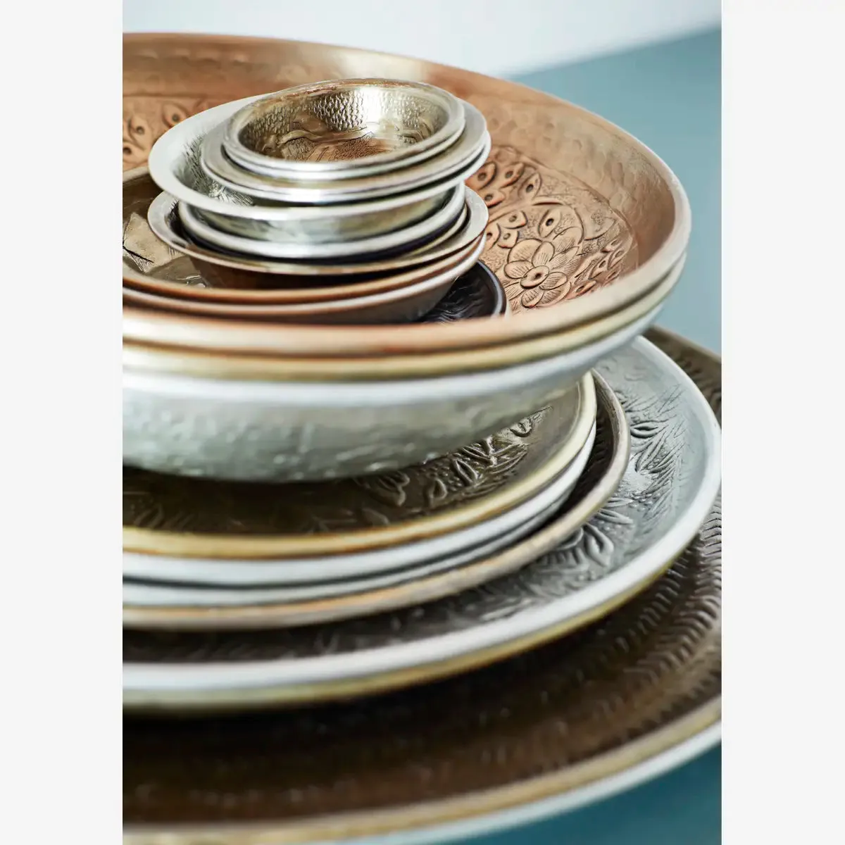 Hand Hammered Aluminium Tray - Antique Brass Small