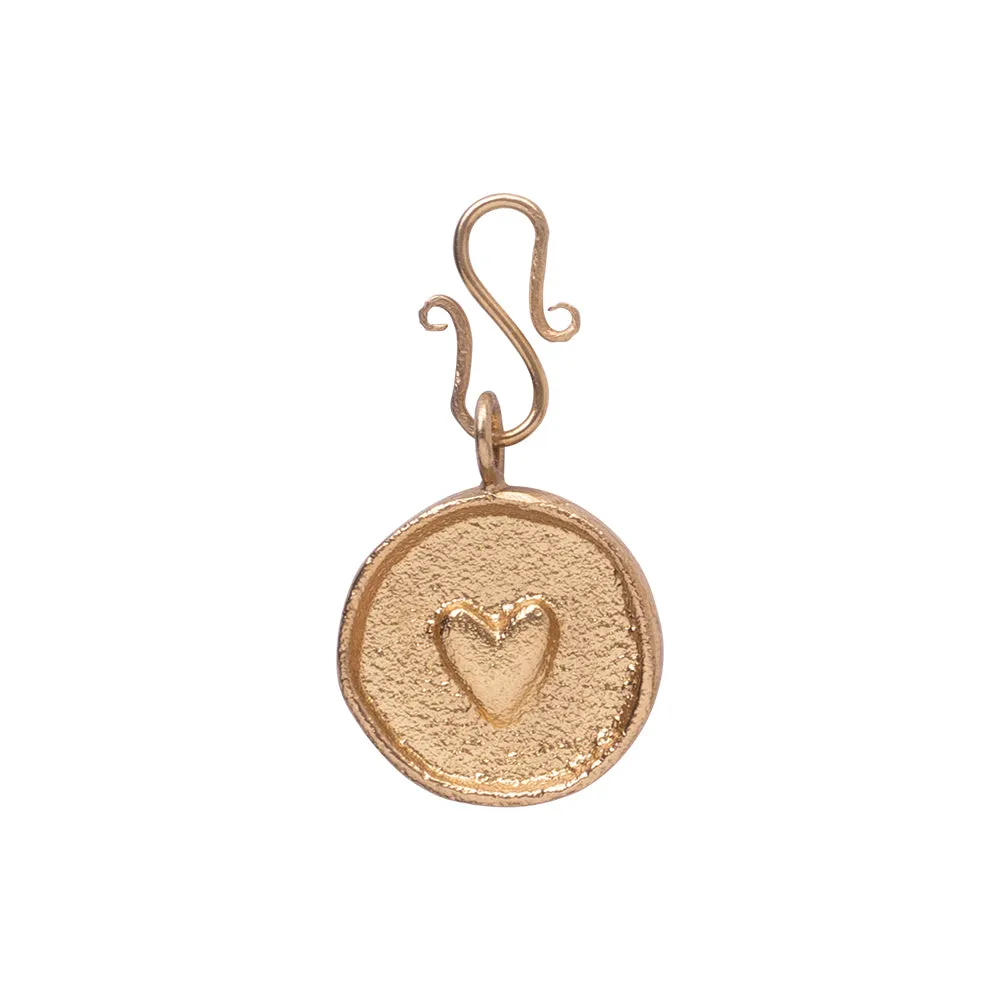 Heart Vintage Coin Charm Gold Plated