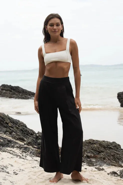 Ivy Black Linen Crop Pants