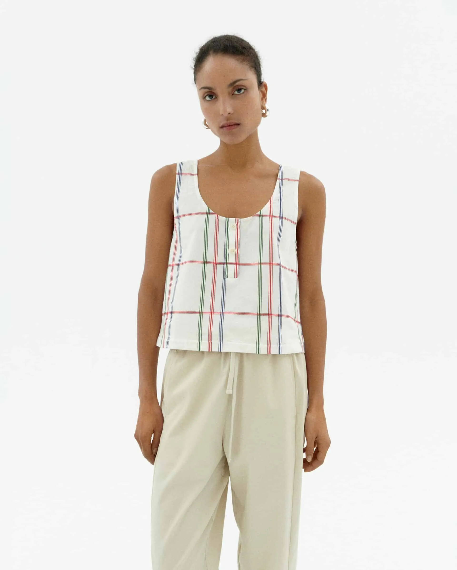 Loose Checkered Justine Top