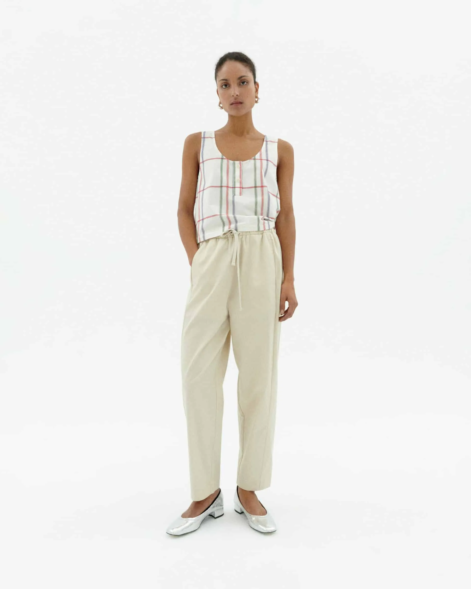 Loose Checkered Justine Top