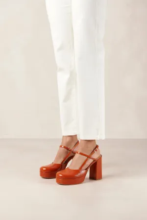 Louella Onix Orange Leather Pumps
