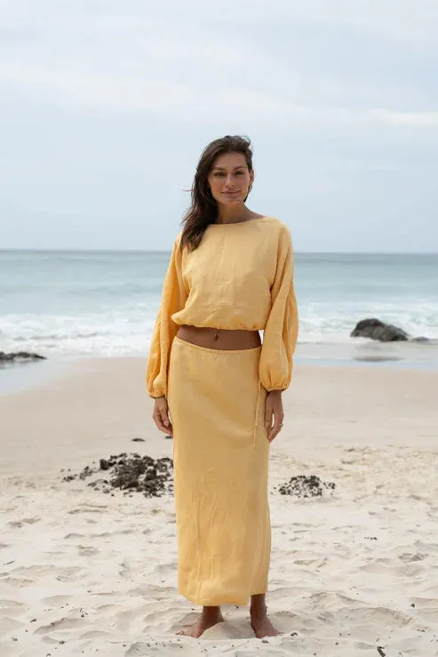 Louisa Butter Linen Top