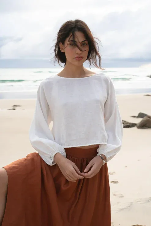 Louisa Ivory Linen Top