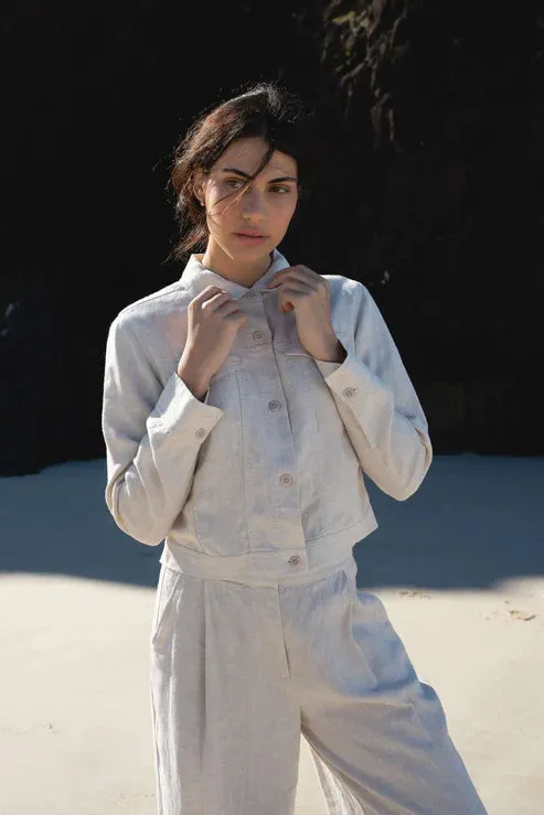 Milly Oatmeal Linen Jacket