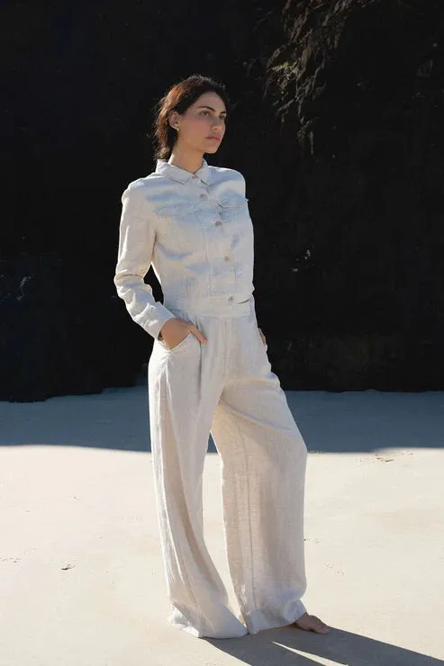 Milly Oatmeal Linen Jacket