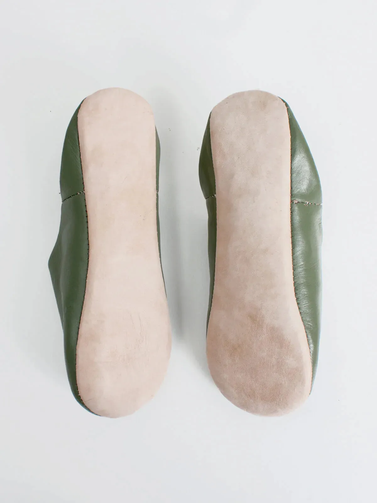 Moroccan Babouche Basic Slippers, Olive