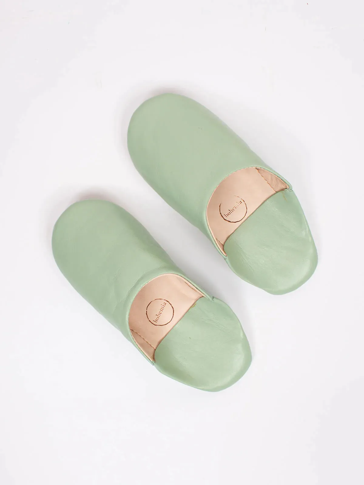 Moroccan Babouche Basic Slippers, Sage