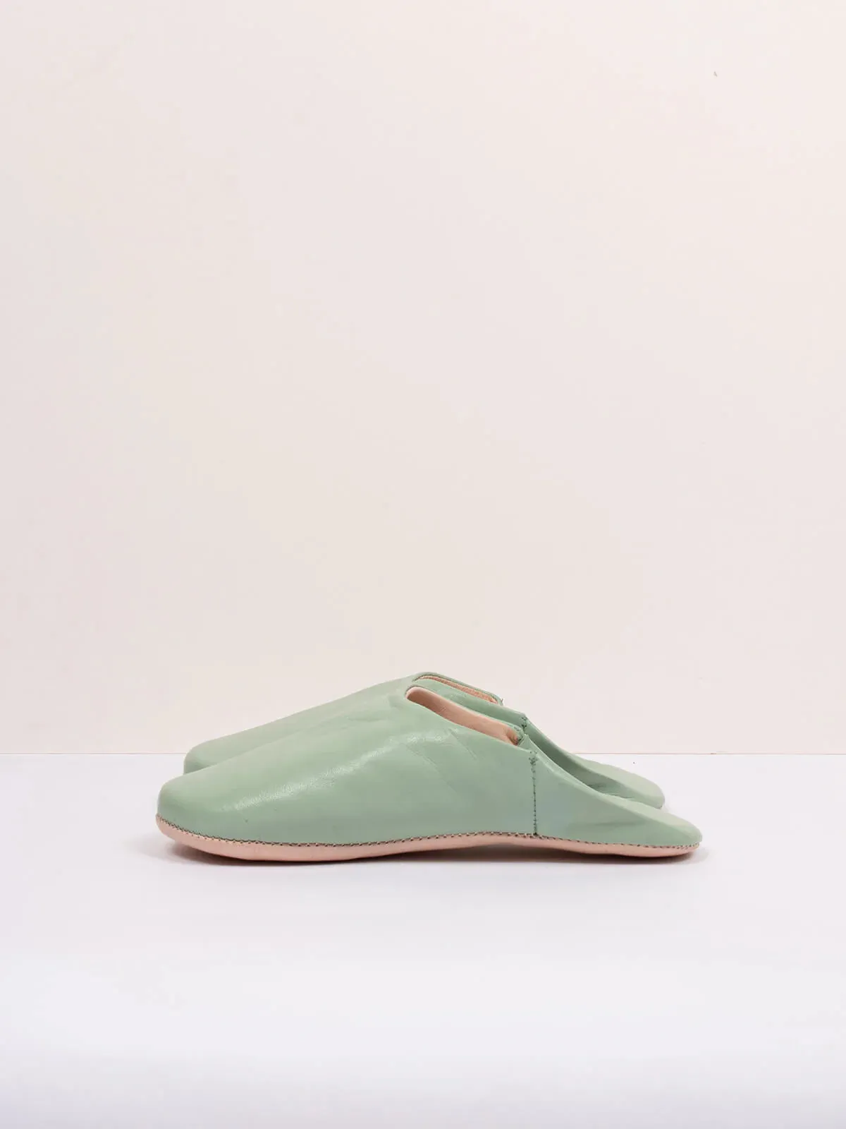 Moroccan Babouche Basic Slippers, Sage