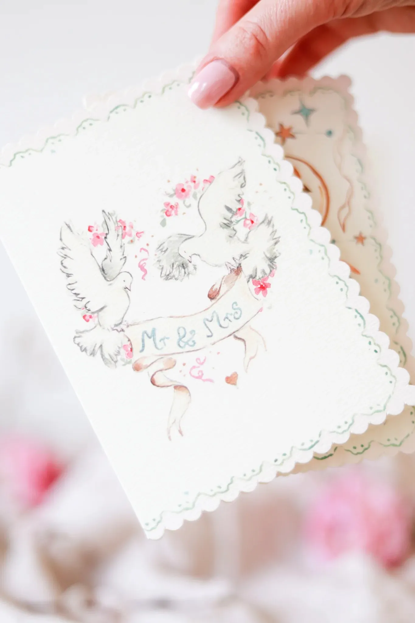 Mr & Mrs - Scalloped Edge Card