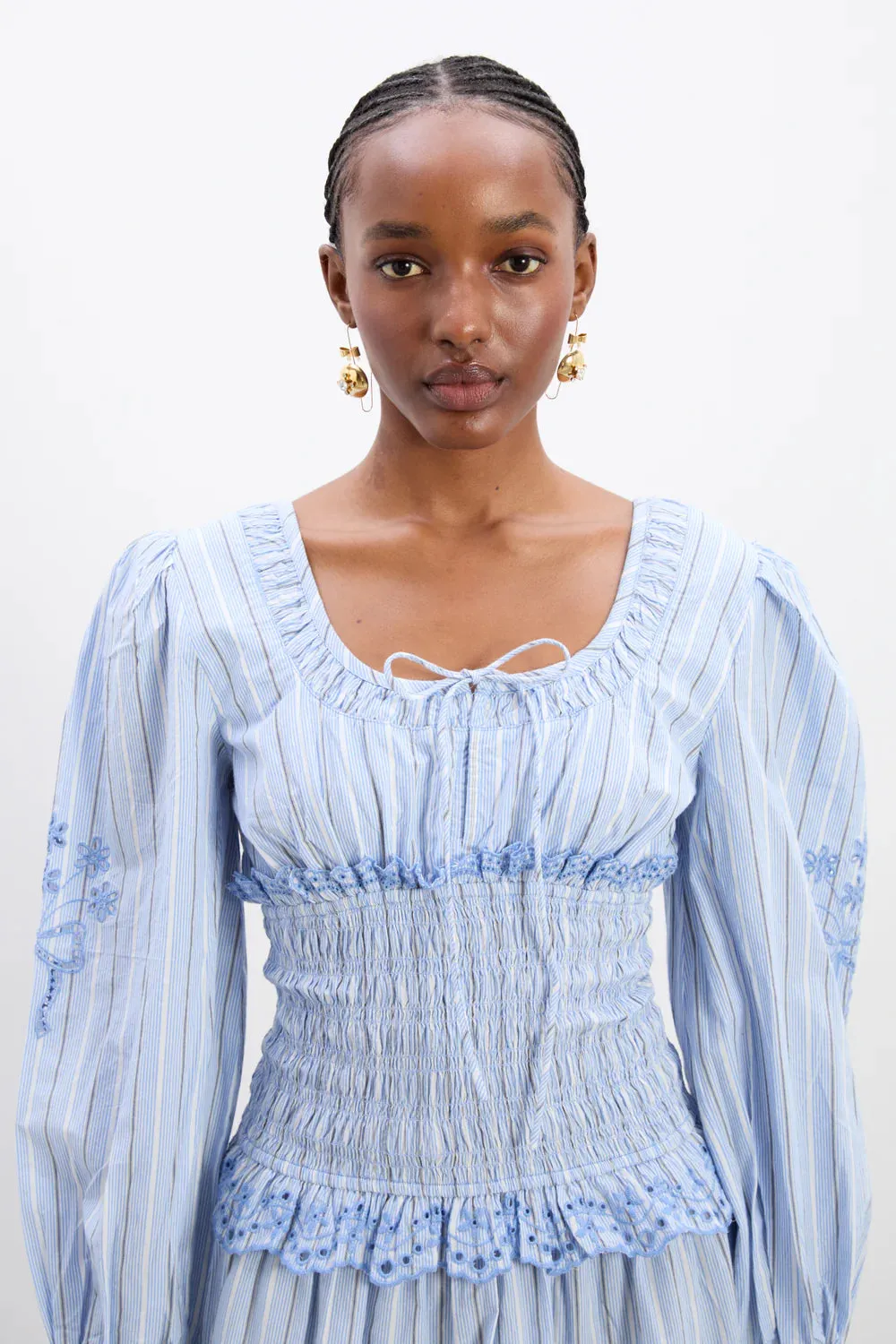 Nola Midi Dress - Blue Stripe