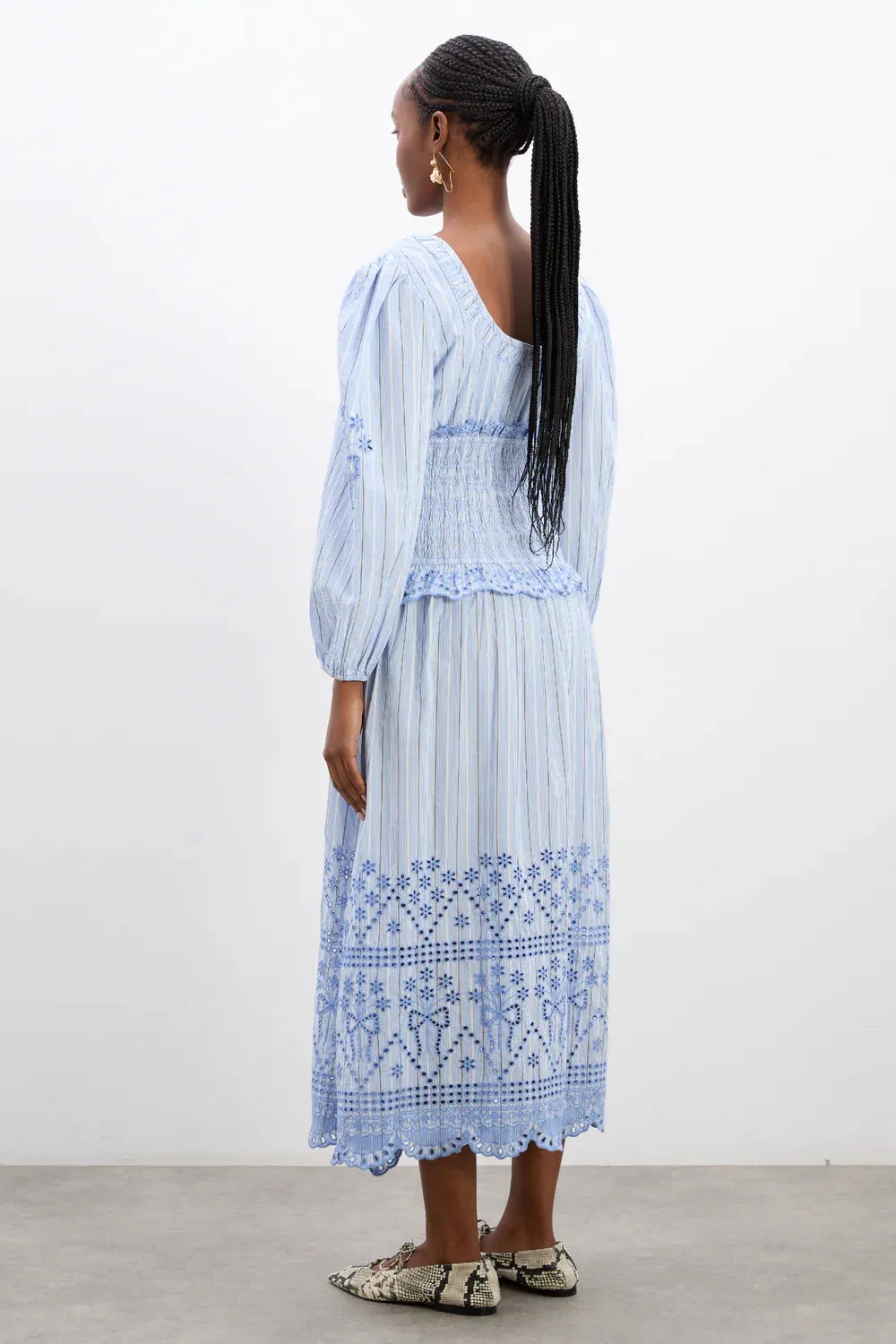 Nola Midi Dress - Blue Stripe