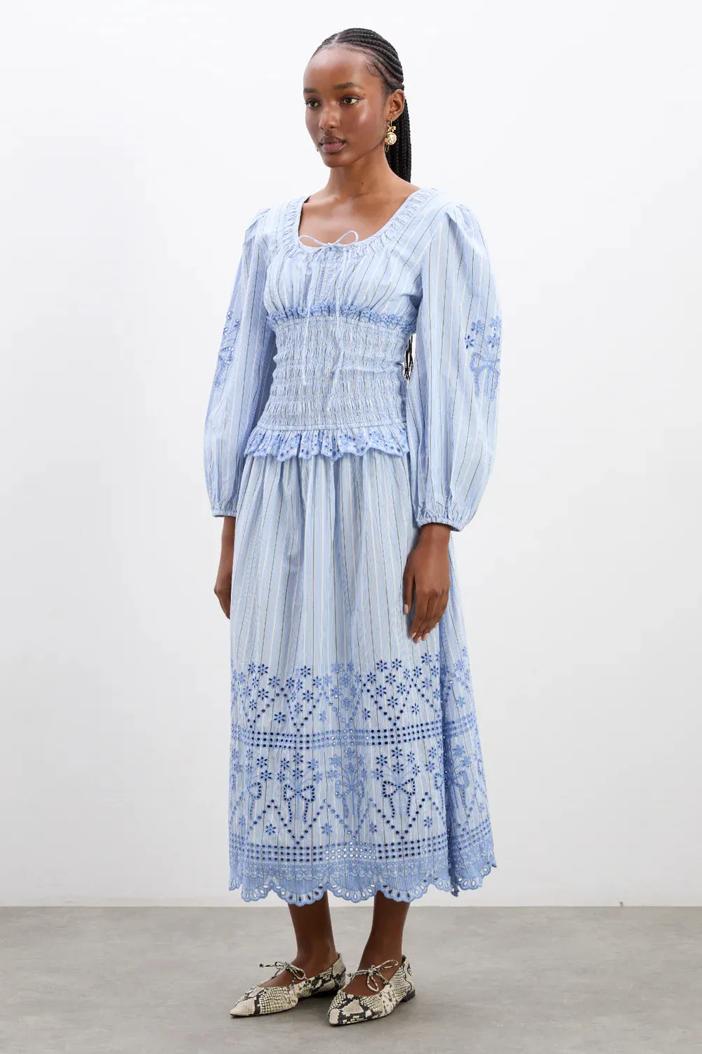 Nola Midi Dress - Blue Stripe