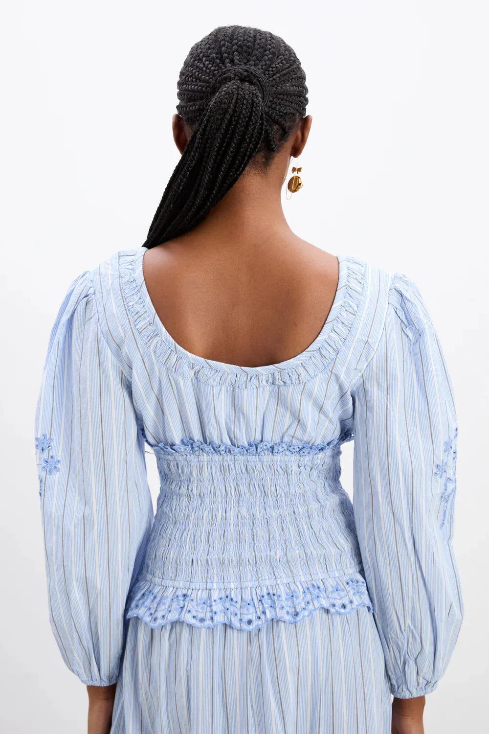Nola Midi Dress - Blue Stripe