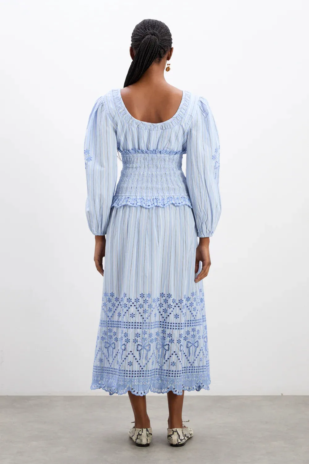 Nola Midi Dress - Blue Stripe