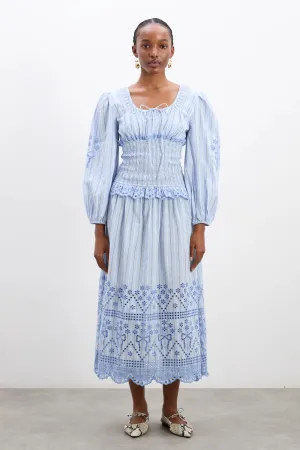 Nola Midi Dress - Blue Stripe
