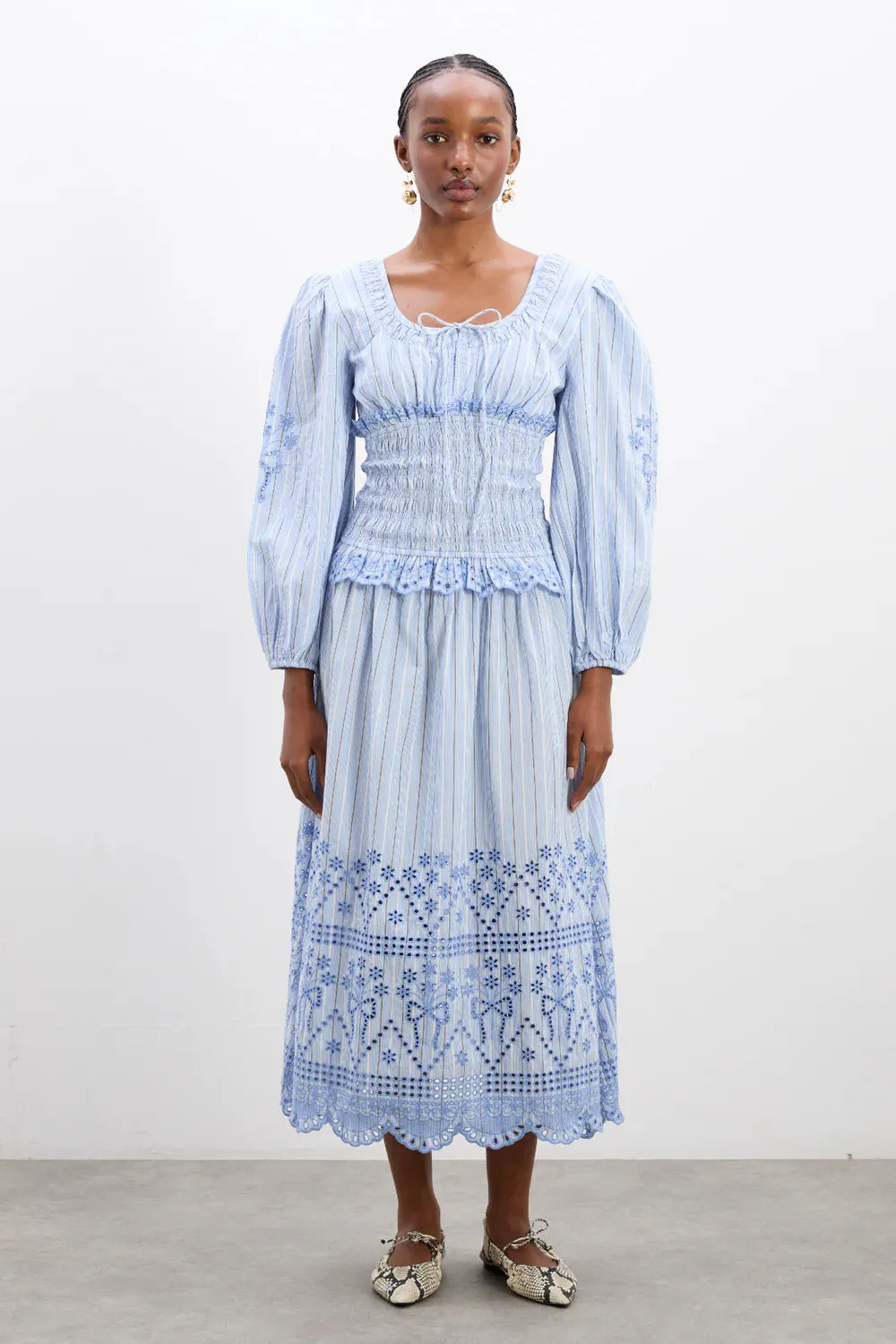 Nola Midi Dress - Blue Stripe