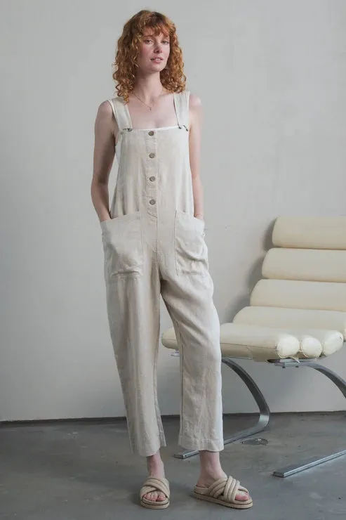 Piper Oatmeal Linen Jumpsuit