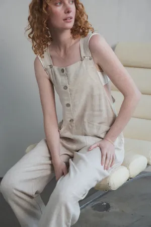 Piper Oatmeal Linen Jumpsuit