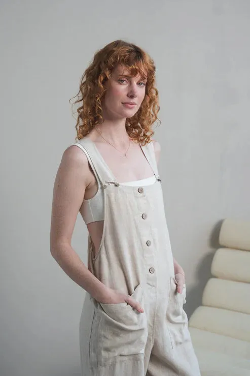 Piper Oatmeal Linen Jumpsuit
