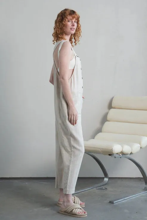 Piper Oatmeal Linen Jumpsuit