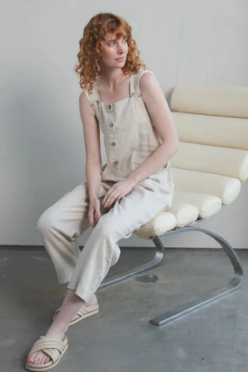 Piper Oatmeal Linen Jumpsuit