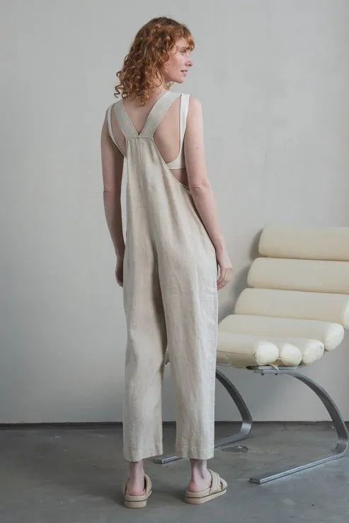 Piper Oatmeal Linen Jumpsuit