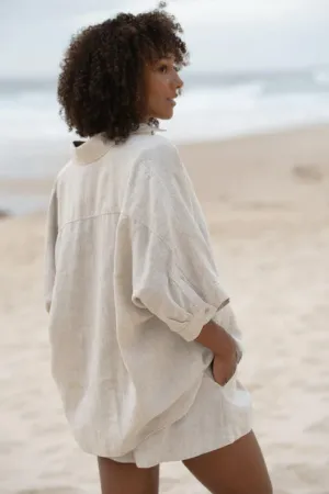 Pixie Oatmeal Linen Shirt