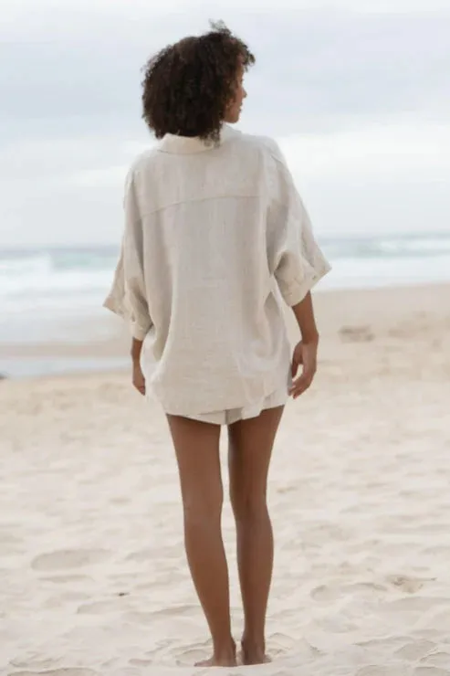 Pixie Oatmeal Linen Shirt