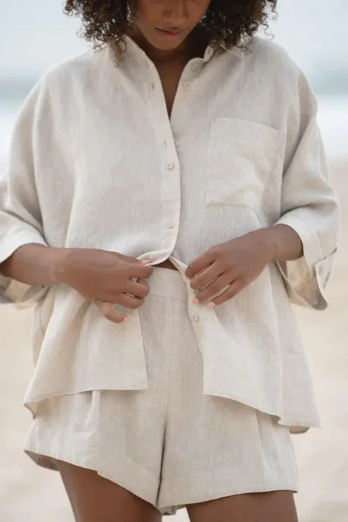 Pixie Oatmeal Linen Shirt