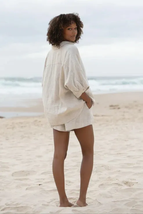 Pixie Oatmeal Linen Shirt