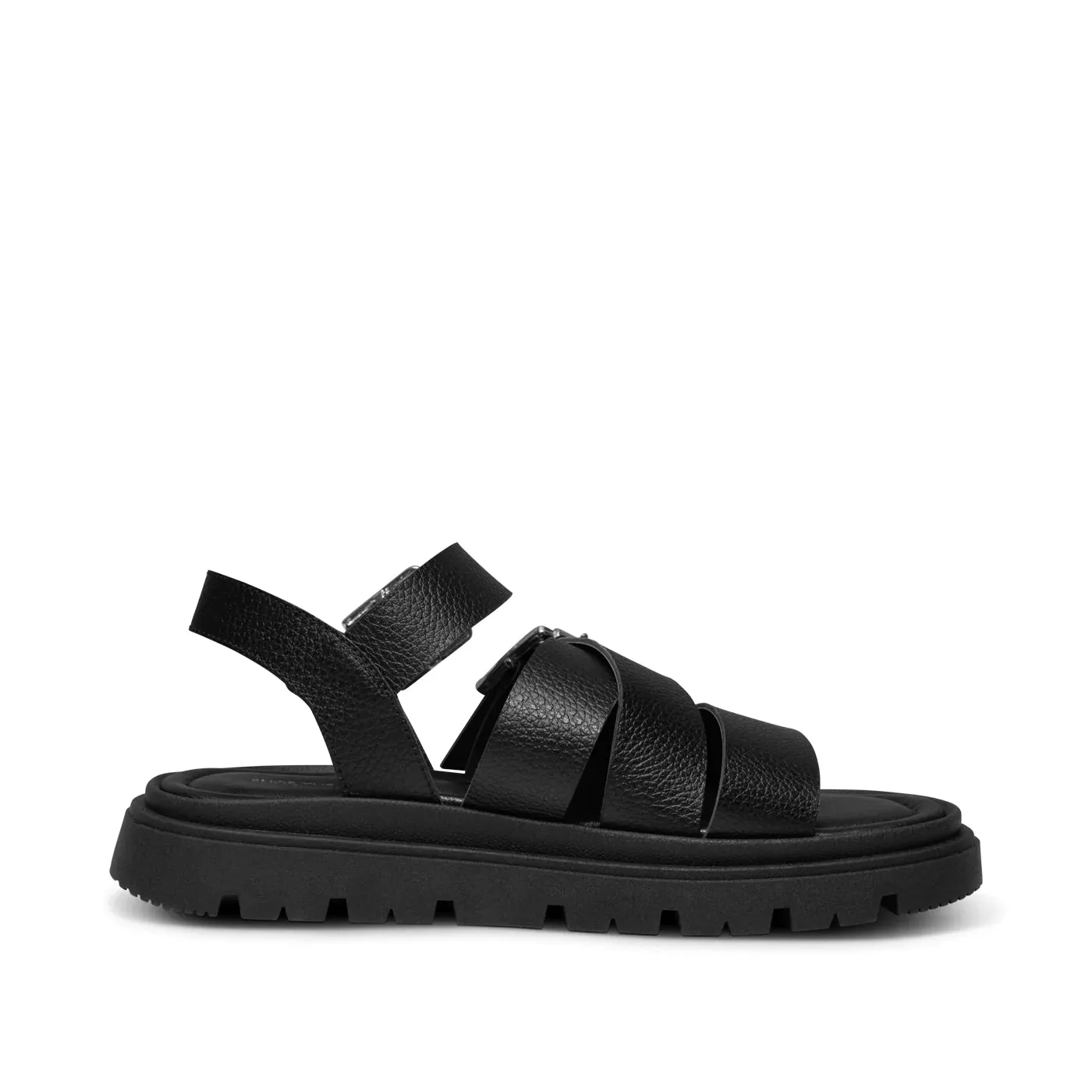 Rebecca Buckle Leather Sandal - Black