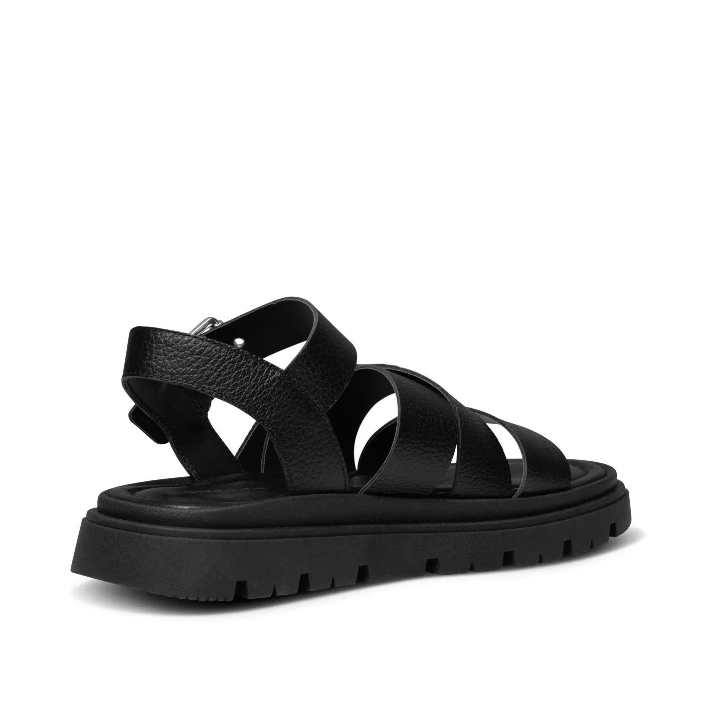 Rebecca Buckle Leather Sandal - Black
