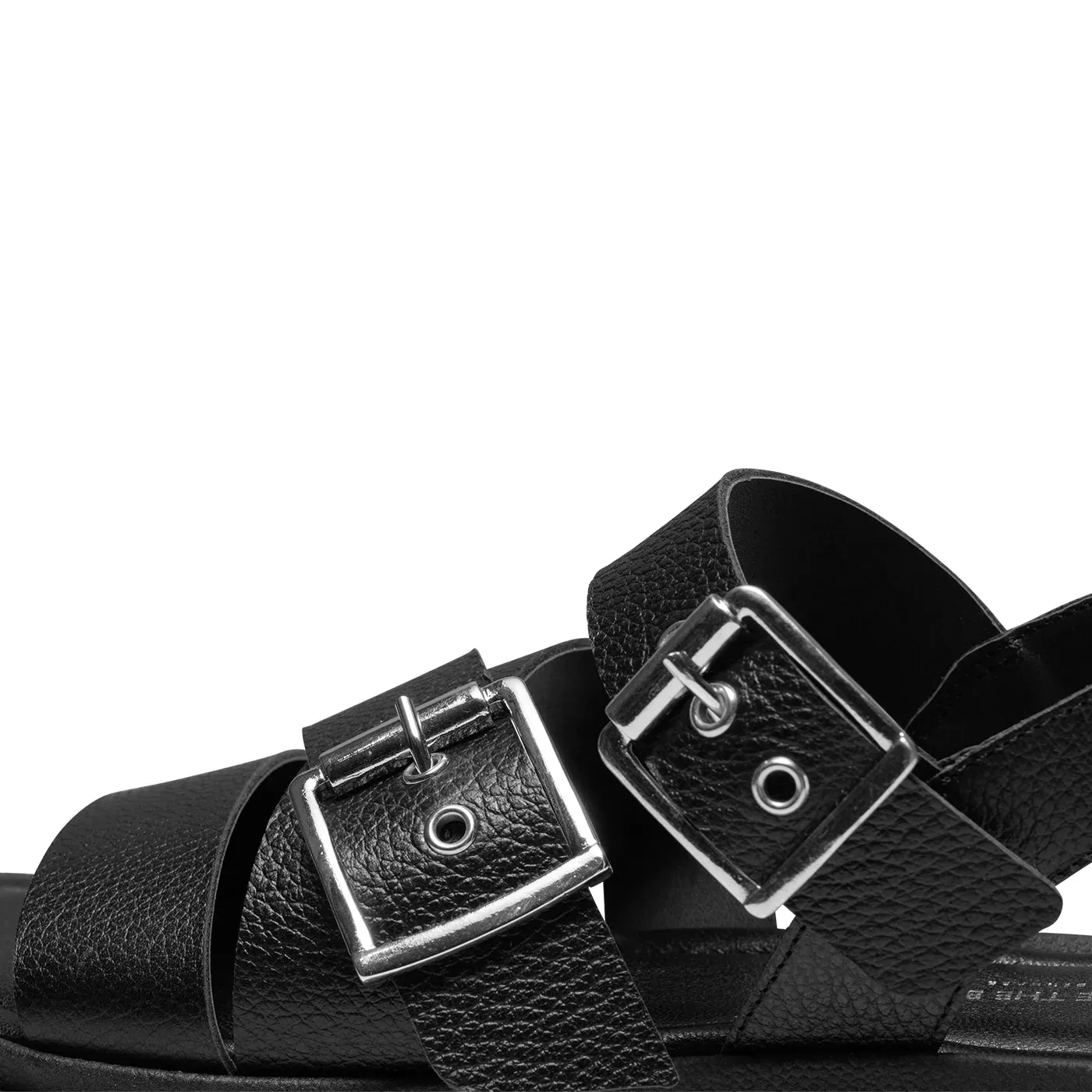 Rebecca Buckle Leather Sandal - Black