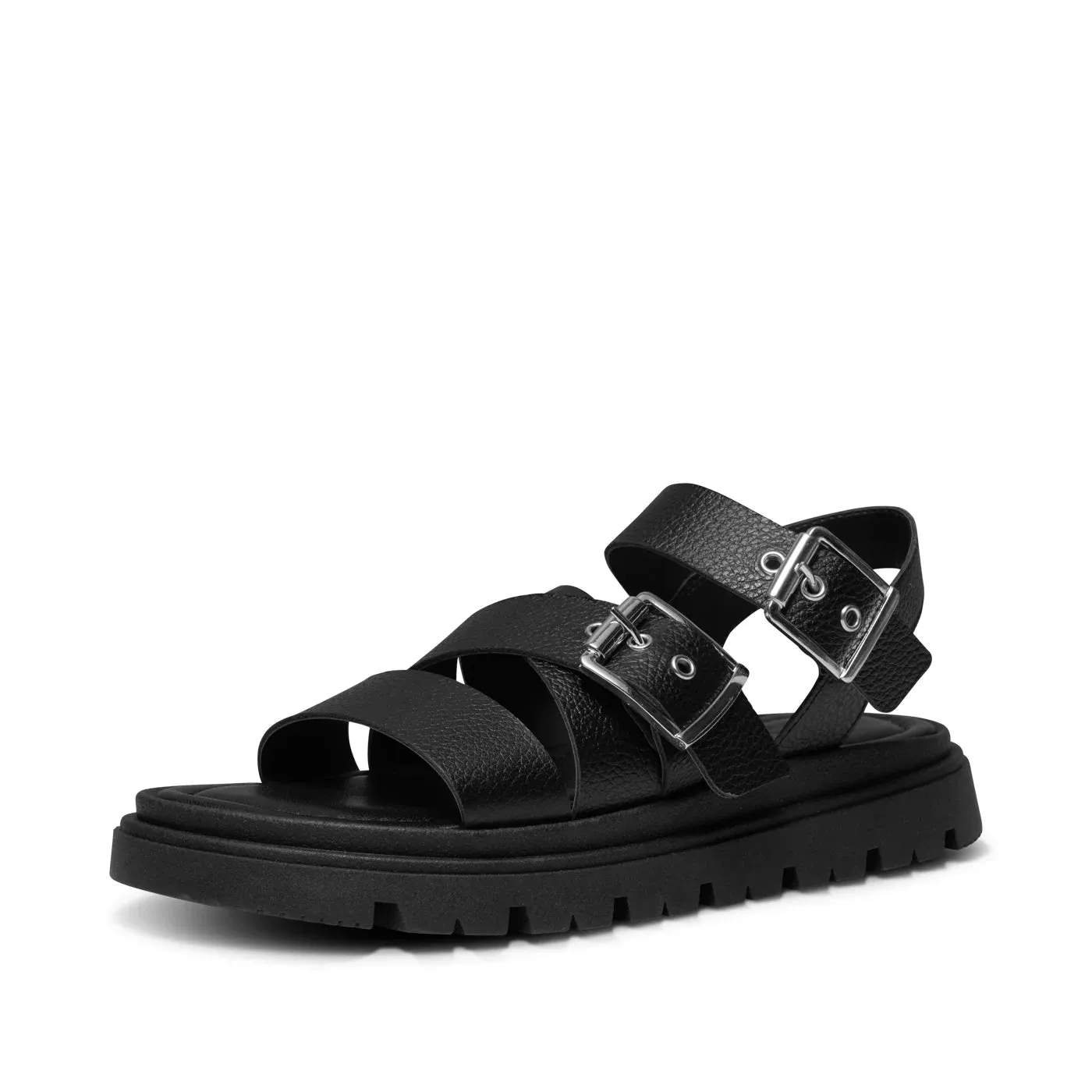 Rebecca Buckle Leather Sandal - Black
