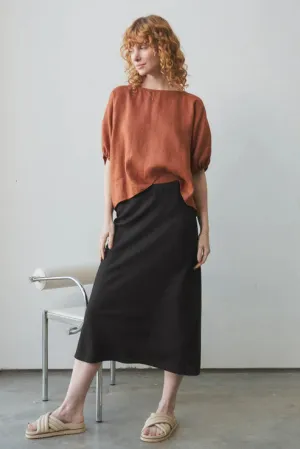 Riley Black Bias Linen Skirt